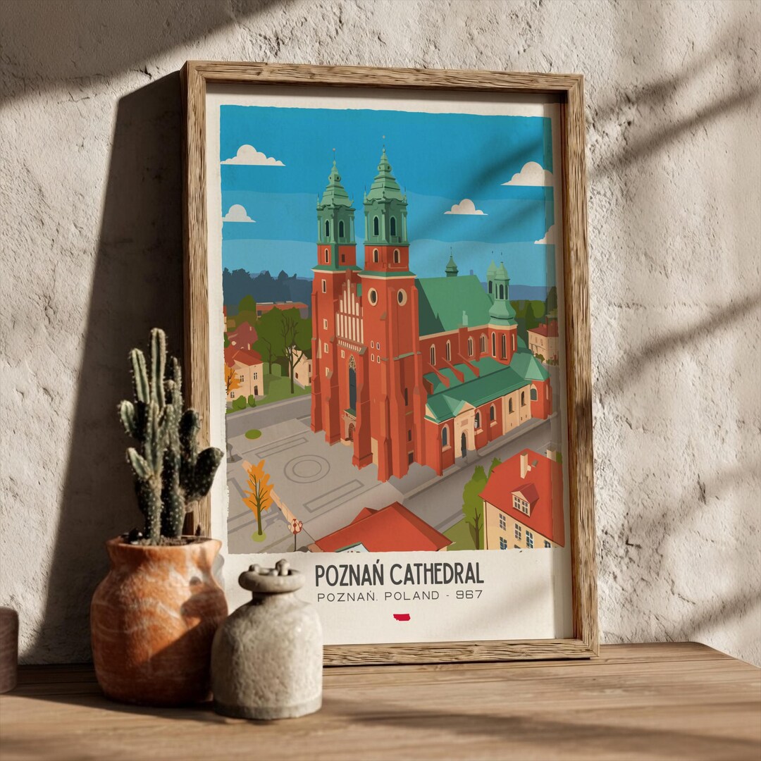 Poznań Cathedral Art Print – Vintage Poland Travel Poster - Etsy UK