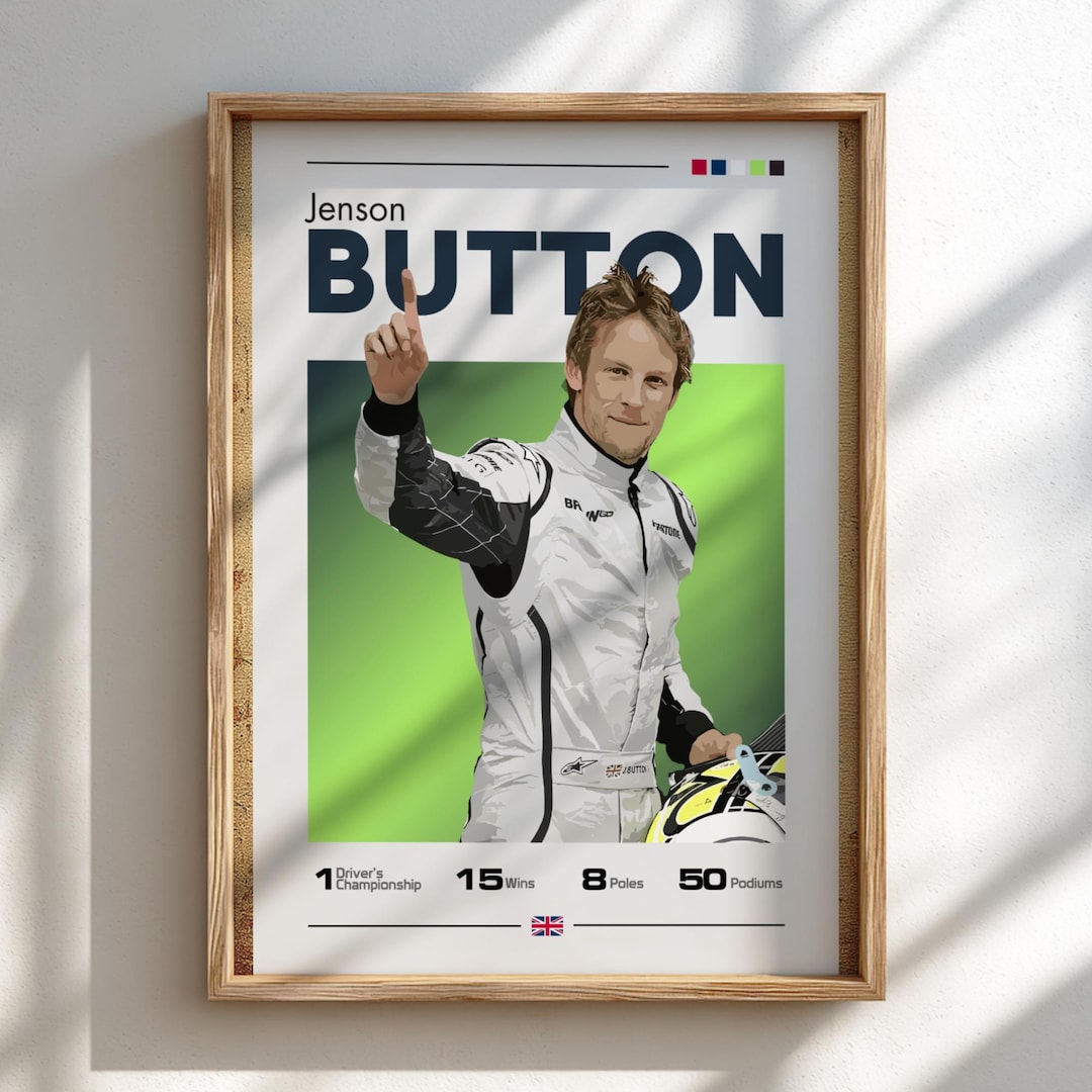 Jenson Button Poster – Brawn GP F1 Art Print – Formula One Wall Decor ...