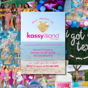 Love Island Birthday Invitation Template | Editable Canva Digital Download | Hot Summer Beach Party Invite | Printable Girl’s Night Invite