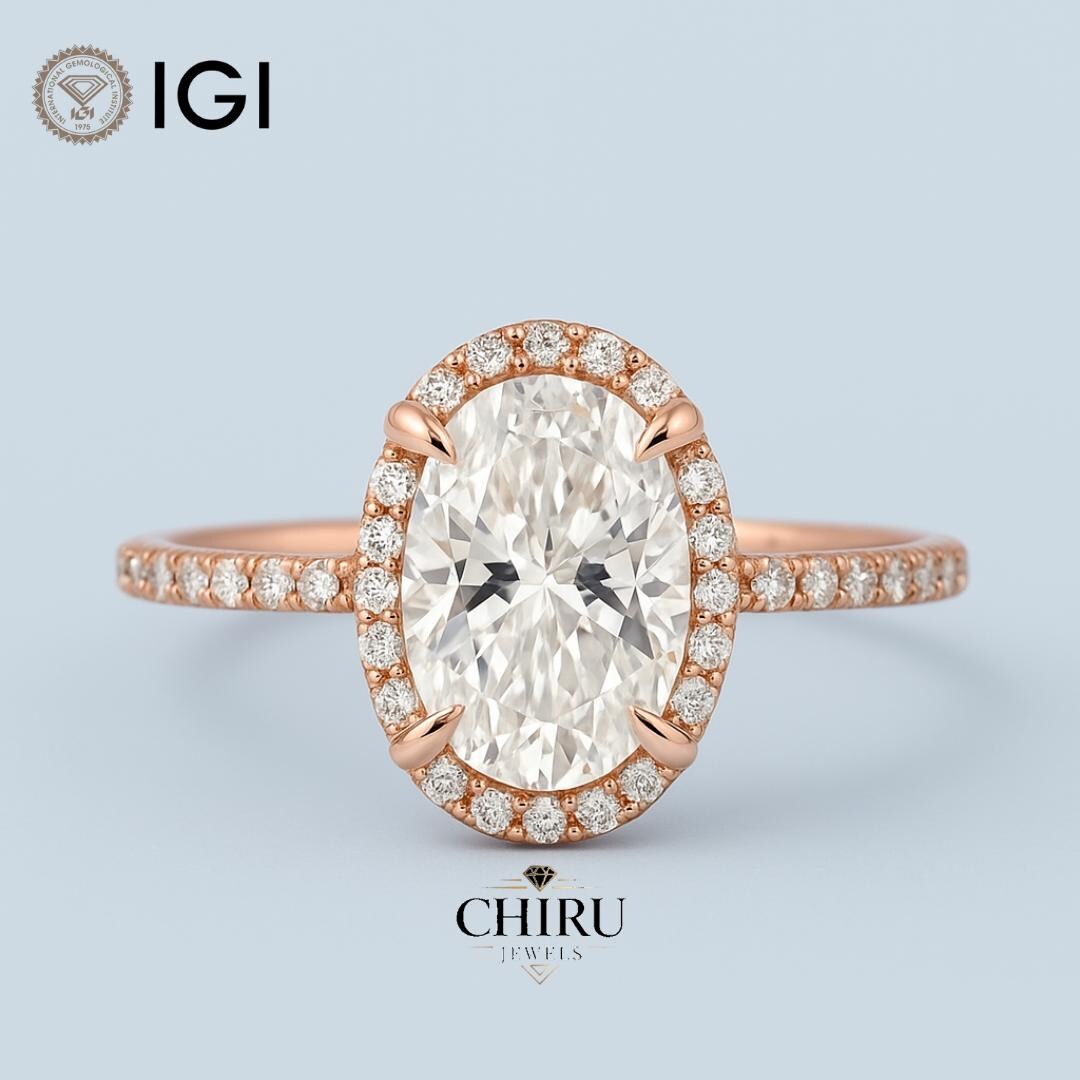 IGI Certified Oval CVD Lab Grown Diamond Halo Engagement Ring - Etsy