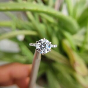 3 Carat Round Cut Moissanite Diamond Engagement Ring, Solitaire With Accents Moissanite Wedding Diamond Ring, Proposal Ring Gift in 14K Gold