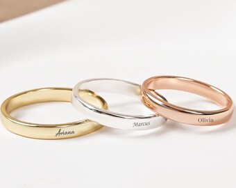 Personalized Sterling Silver Name Ring,Dainty Stacking Name Ring,Delicate Band Ring,Engraved Ring with Name,Perfect Valentines Day Gift,Ring