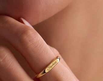 Anel personalizado com nome, anel delicado com nome, aliança gravada personalizada, joia com nome, anel com nome, anel feminino, presente para ela