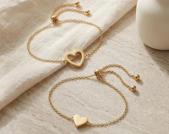 Pulseras de corazón a juego para madre e hija, joyería para el Día de la Madre para mamá e hija, regalo para mamá e hija, joyería para la mejor amiga.