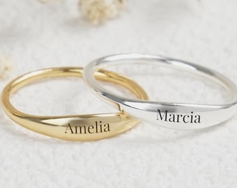 Custom Name Ring,Dainty Craved Name Ring,Minimalist Ring,Stacking Ring,Gift for Her,Bridesmaid Gift,Name Silver Ring Jewelry,Christmas Gift