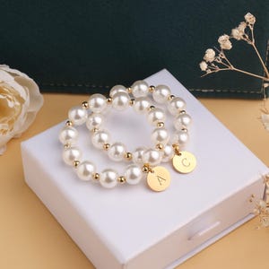 Flower Girl Pearl Bracelet,Xmas Gift for Girl,Flower Girl Jewelry,Junior Bridesmaid Gift,Proposal Thank You Gift,Little Girl Name Bracelet