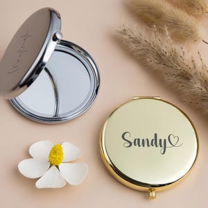 Custom Wedding Keepsake,Engraved Compact Mirror,Personalized Birthday Gift for Her,Birth Flower Mirror,Gifts for Bridesmaid,Keepsake Gifts