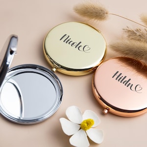 Custom Engraved Mirror,Personalized Compact Mirror,Name Design for Bridesmaids,Gifts for Bridesmaid Proposal,Engraved Pocket Mirror for Her