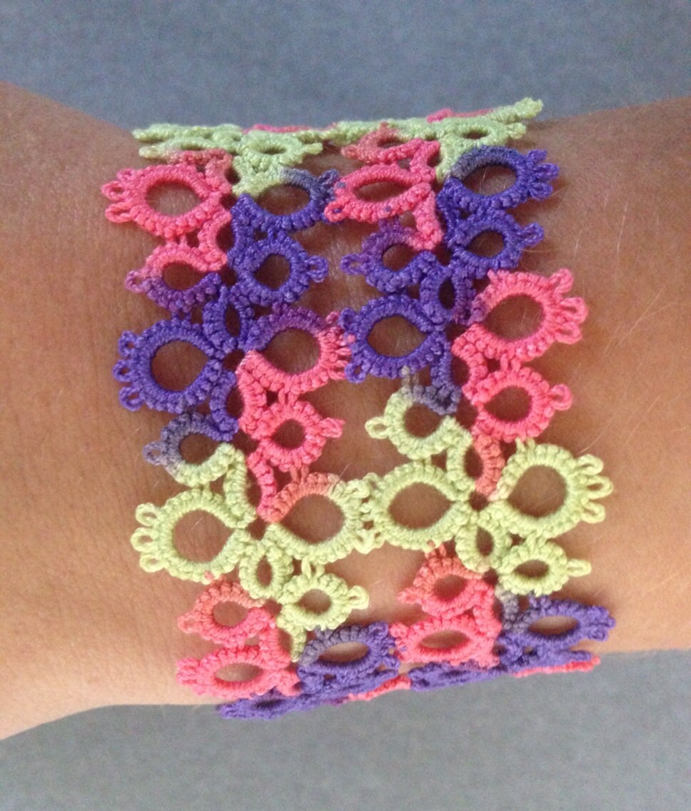 Handmade Shuttle Tatted Lace Bracelet in Purple Pink and Etsy