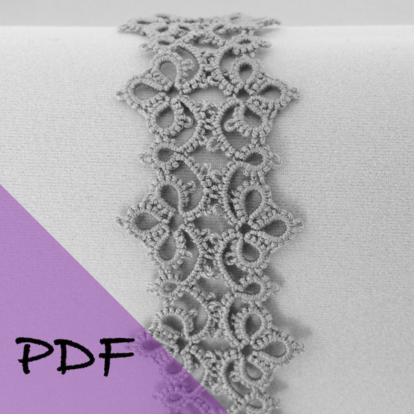 PDF file shuttle tatting pattern for Narrow Victorian lace bracelet