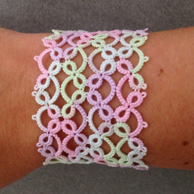 Handmade Shuttle Tatted Lace Bracelet in Pink Purple Blue Etsy
