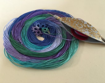Size 20 "Dragon Scales" hand dyed cotton thread for tatting or crochet