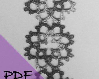 PDF file shuttle tatting pattern for SQUARE FLOWERS bookmark