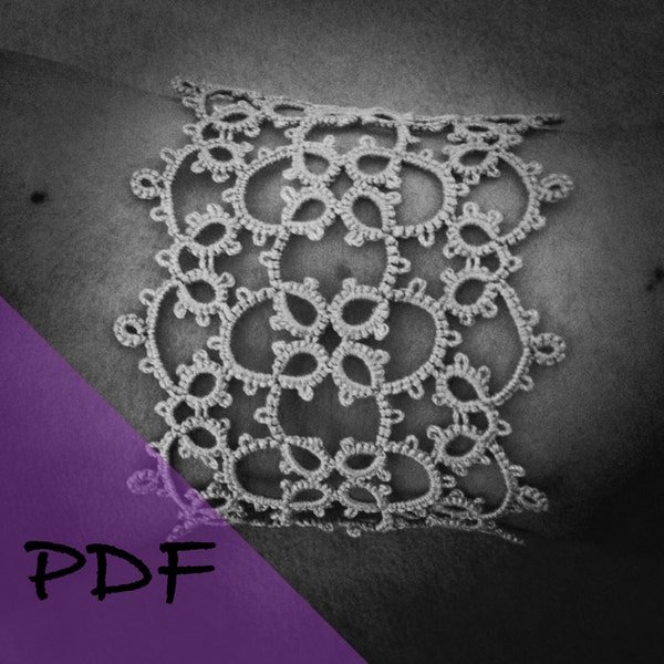 PDF file shuttle tatting pattern for Lacy Quatro bracelet