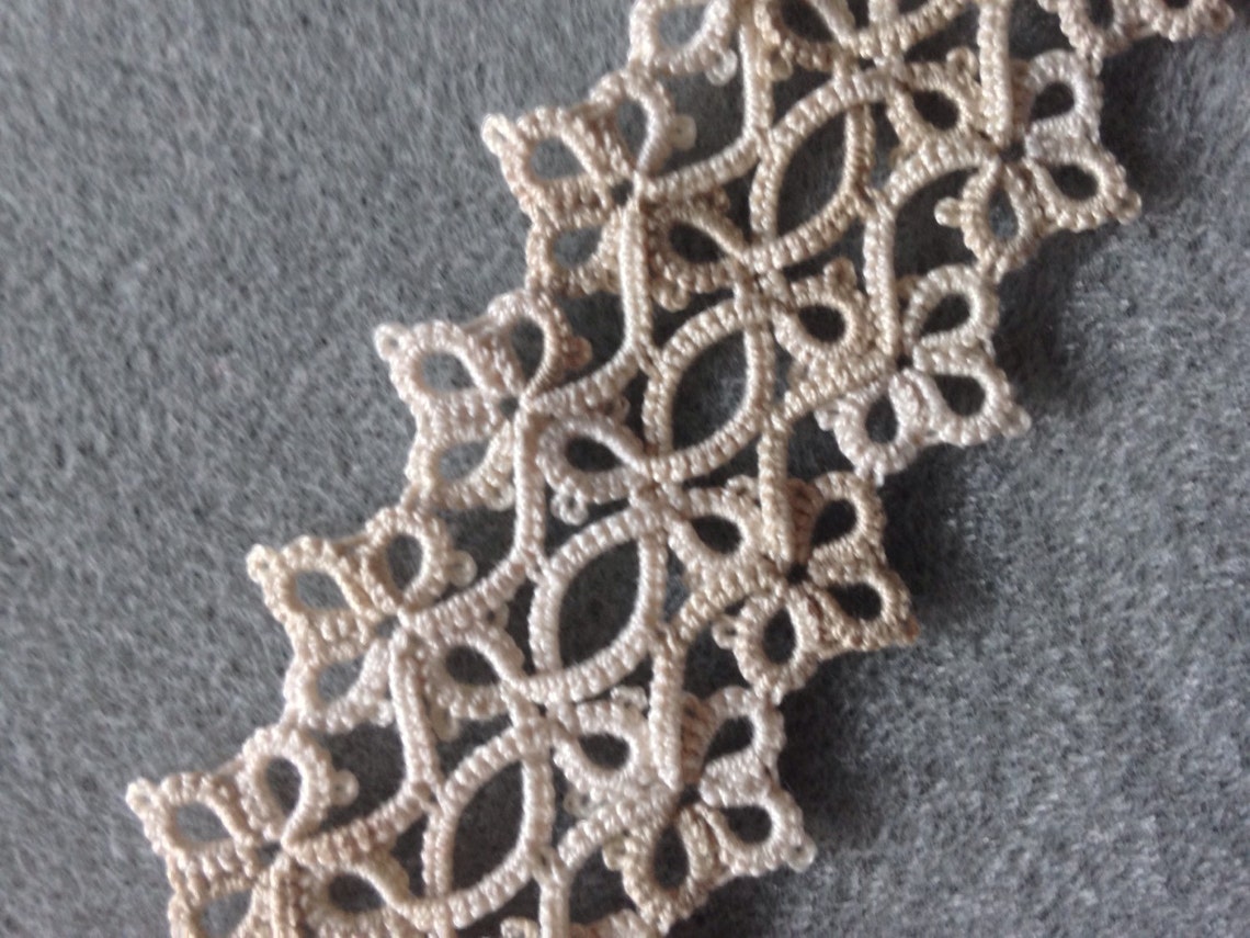 Handmade Shuttle Tatted Lace Bracelet in Cream and Beige Etsy