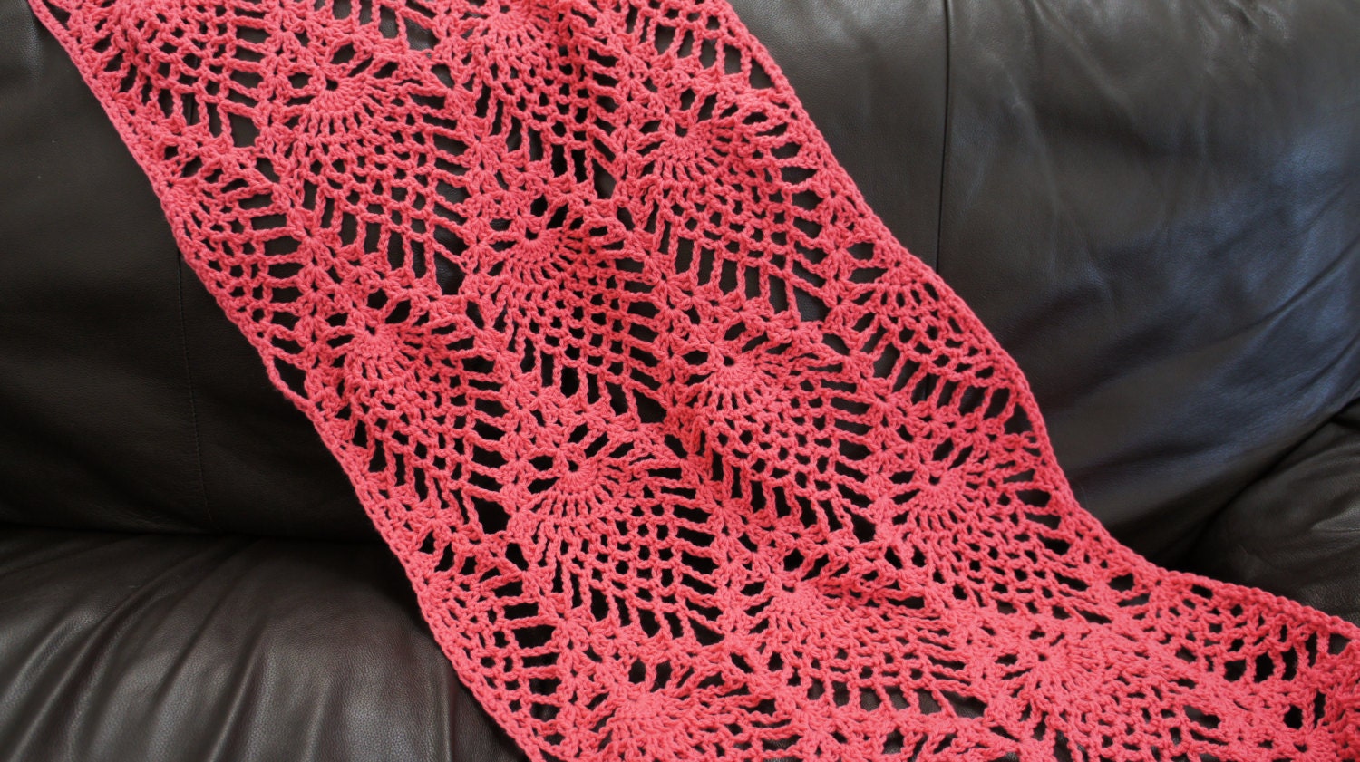 Rectangular pineapple design lacy shawl crocheted by hand in Etsy