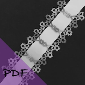 PDF file shuttle tatting pattern for RIBBONED bookmark