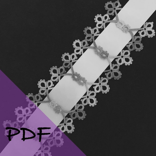 PDF file shuttle tatting pattern for RIBBONED bookmark