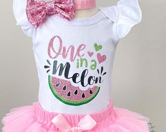 One in a Melon (bodysuit & Tutu/Headband choice)...great for baby showers...first Birthdays, photos,smash cakes