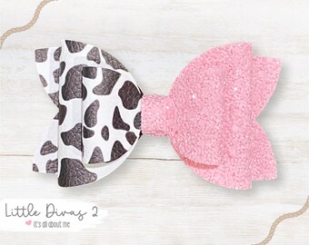 Yee Haw Pink Cow (Hairbow) - Perfect for Birthdays, Photo Shoots, or just being cute.. BIRTHDAY BOW (1-bow) Holy Cow