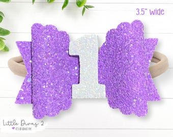 Lavender Birthday Bow (Hairbow) - Perfect for Birthdays, Photo Shoots, or just being cute.. BIRTHDAY BOW (1-bow)