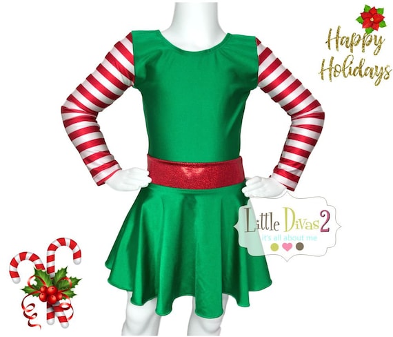 Christmas Elf Leotard & Skirt child Costume..holiday Fashion | Etsy