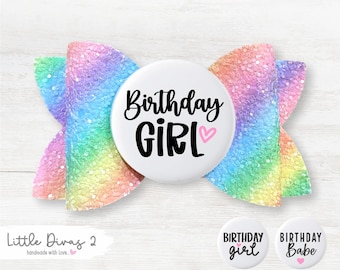 Birthday Girl Hair Bow - Rainbow Party Bow, Photo Prop