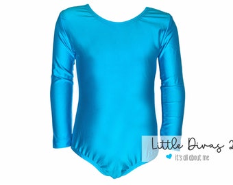 Turquoise Leotard-Shiny (Child) Long Sleeve Leotard