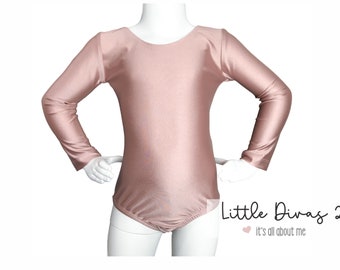 Rose Gold Leotard-Shiny (Child) Long Sleeve Leotard..Perfect for Weddings