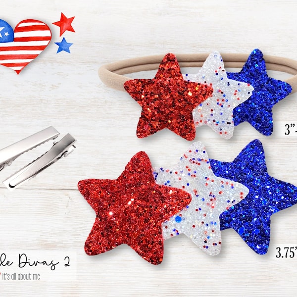 Red White & Blue Stars (Hair Clip or Headband)  Perfect for 4th of July, Photo Shoots, or just being cute.. Patriotic!