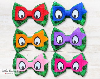 Ninja Girl (4"- Hairbow) - Perfect for Halloween, Photo Shoots, or just being cute.. Birthday Parties (1-bow) Turtle Time...