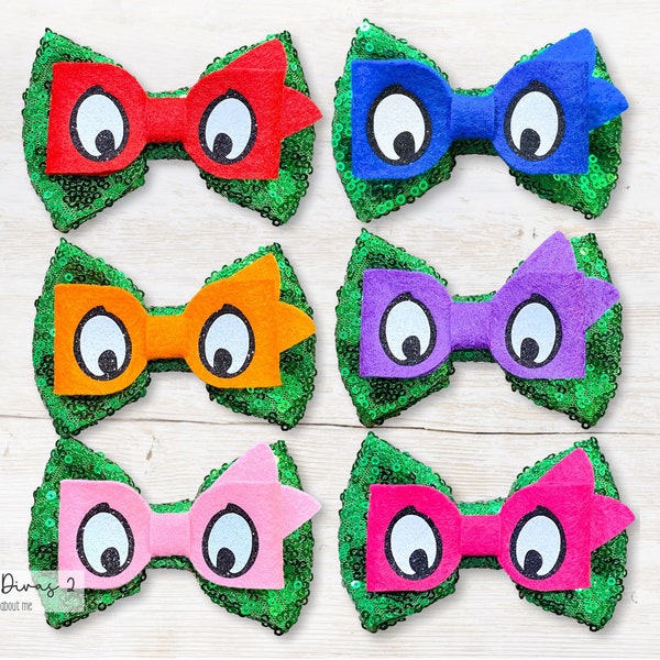 Ninja Girl (5"- Hairbow) - Perfect for Halloween, Photo Shoots, or just being cute.. Birthday Parties (1-bow) Turtle Time...