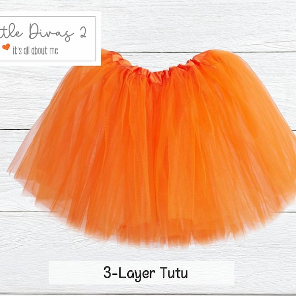 ORANGE- (1-Size Tutu),  Children's- girls just wanna have fun....Fluffy 3- Layer Tutu