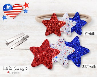 Red White & Blue Stars (Headband/Clip) - Perfect for 4th of July, Photo Shoots, or just being cute.. Patriotic!