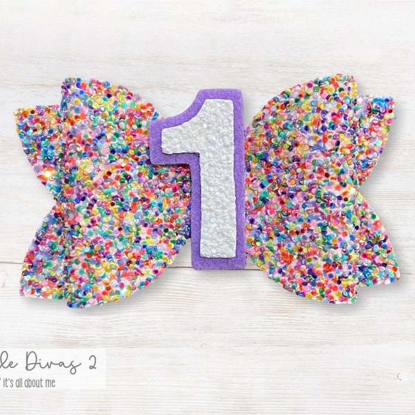 Confetti Birthday Bow (Hairbow) - Perfect for Birthdays, Photo Shoots, or just being cute.. BIRTHDAY BOW (1-bow)