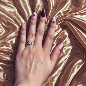 Ready To Wear Spring/Summer Flower Nails | Custom Nail Art for Press On/Glue On Long Lasting Medium Almond Angular French Tips Sparkle