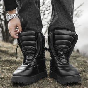 Like Wearing a Coat on Your Feet – Handmade Warm Men&#39;s Chukka Snow Boots | Non-Slip, Soft Sole, Cold-Proof Outdoor Winter Fashion Boots