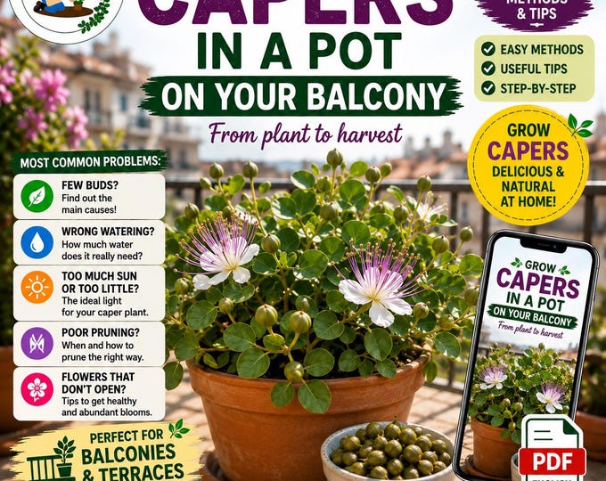 Caper Plant Growing Guide PDF | How to Grow Capers in Pots | Complete Digital Guide for Care, Pruning, Harvesting and Propagation