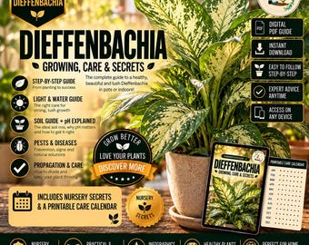 Dieffenbachia Care Guide PDF | Complete Dieffenbachia Growing Guide | Dumb Cane Plant Care | Indoor Plant eBook