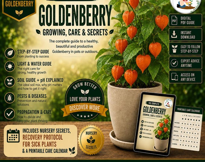 Goldenberry Care Guide PDF | Cape Gooseberry Growing in Pots, Physalis peruviana, Plant Rescue, Harvest & Nursery Secrets