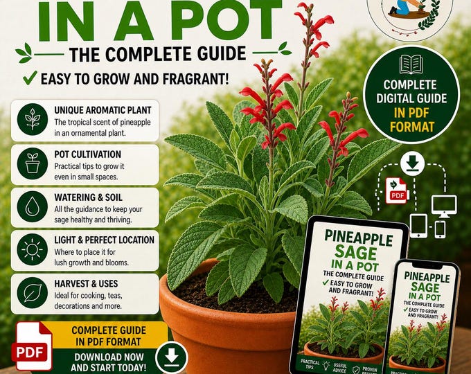 Pineapple Sage Growing Guide PDF  Easy Herb for Balcony & Pots | Complete Care Guide Seed to Harvest | Digital Download