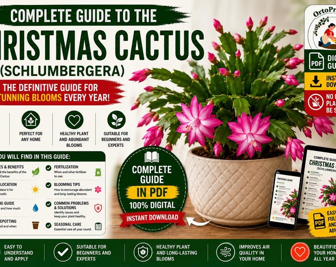 Christmas Cactus Care Guide PDF | Schlumbergera Care Guide | How to Make Your Christmas Cactus Bloom | Indoor Plant eBook