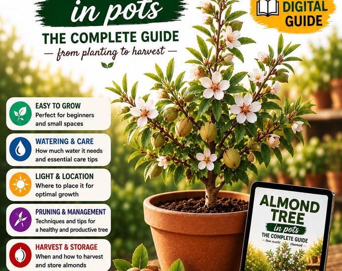 Almond Tree Growing Guide PDF | How to Grow Prunus Dulcis in Pots | Complete Care, Pruning, Flowering & Harvest