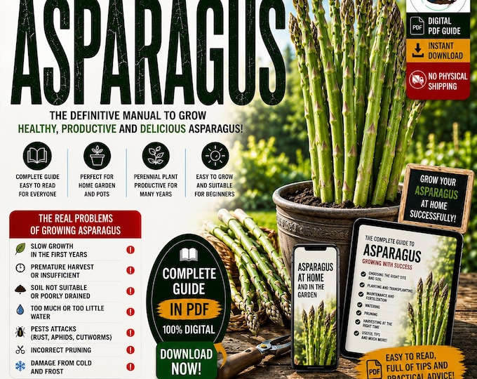 Asparagus Growing Guide PDF | How to Grow Asparagus in Pots | Asparagus officinalis Care | Container Vegetable Garden Guide