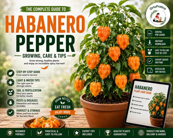 Growing Habanero Peppers in Pots – Premium PDF Guide | Planting, Care, Watering, Fertilising & Harvest Step by Step