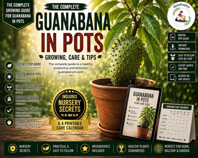 Soursop (Guanabana) Care Guide PDF | Complete Annona muricata Growing Guide | Propagation, Repotting, Infographics & 18-Page Plant Journal
