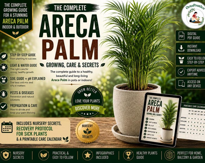 Areca Palm Care Guide PDF | Indoor Palm Growing Guide | Watering, Repotting, Brown Tips, Plant Rescue & Printable Calendar
