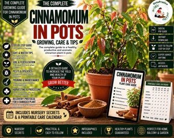 Cinnamon Tree Growing Guide PDF | How to Grow Ceylon Cinnamon in Pots | Cinnamomum verum Care | Spice Plant Guide
