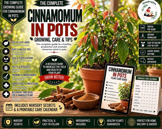 Cinnamon Tree Growing Guide PDF | How to Grow Ceylon Cinnamon in Pots | Cinnamomum verum Care | Spice Plant Guide