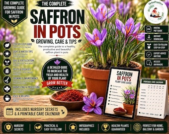 How to Grow Saffron at Home | Saffron in Pots Growing Guide | Saffron Crocus Care | From Corm to Harvest | Container Gardening | Digital PDF